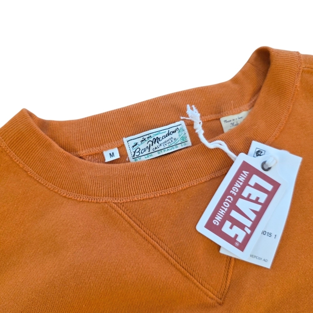Bay Meadows By Levi Strauss Cotton Crewneck Sweatshirt Orange Men's Medium NWT